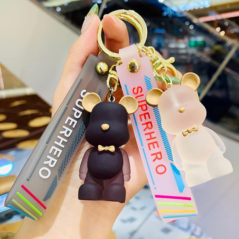 Zikra Adorable Cute Pink Bear Keychain - 1Pcs Key Ring Accessories for Women & Girls, Ideal for Car Keys, Handbags, Backpacks & Wallets, Charming Keychain Bracelet - Image 5