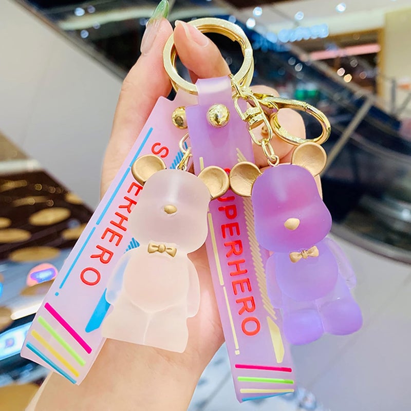Zikra Adorable Cute Pink Bear Keychain - 1Pcs Key Ring Accessories for Women & Girls, Ideal for Car Keys, Handbags, Backpacks & Wallets, Charming Keychain Bracelet - Image 2