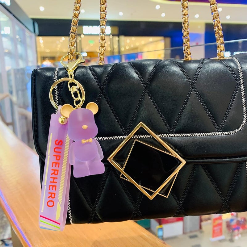 Zikra Adorable Cute Pink Bear Keychain - 1Pcs Key Ring Accessories for Women & Girls, Ideal for Car Keys, Handbags, Backpacks & Wallets, Charming Keychain Bracelet - Image 3