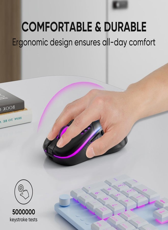 MELOGAGA Wireless Gaming Mouse Honeycomb 2.4G USB Cordless Mouse RGB Rechargeable PC Game Mice with 7-Color LED Lights，3 Adjustable DPI for Windows Laptop Desktop Computers -Black - Image 5