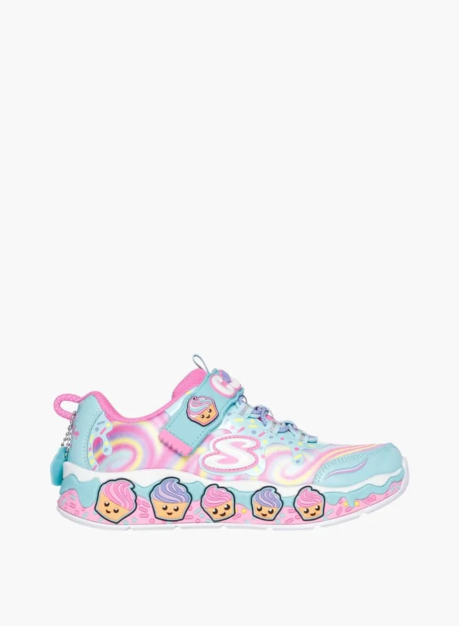 سكيتشرز Girls' Cupcake Detail Sneakers With Hook And Loop Closure - Cupcake Cutie