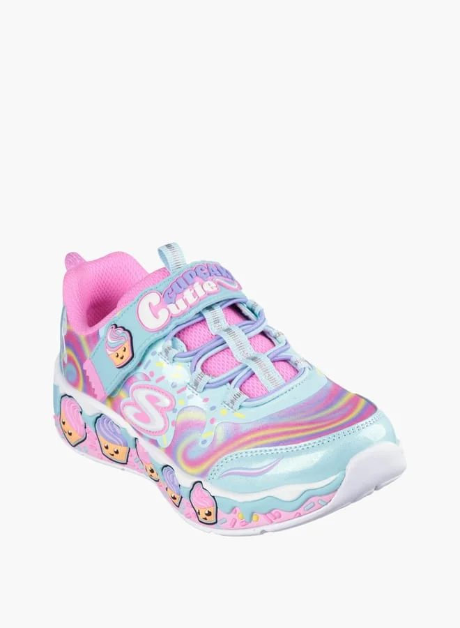 سكيتشرز Girls' Cupcake Detail Sneakers With Hook And Loop Closure - Cupcake Cutie