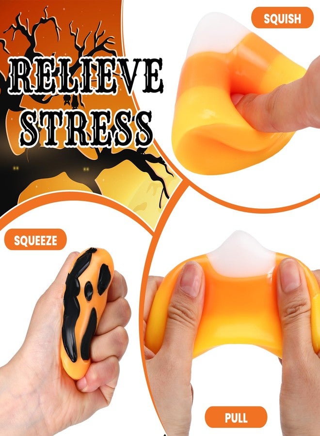 Arrowbash 12 Pcs Halloween Stress Relief Toys Candy Corn & Pumpkin Sticky Soft Squeeze Ball 2.2" for Kids Halloween Party Favors and Non-Candy Trick or Treat Supplies, Kids Adults Birthday Gifts - Image 3