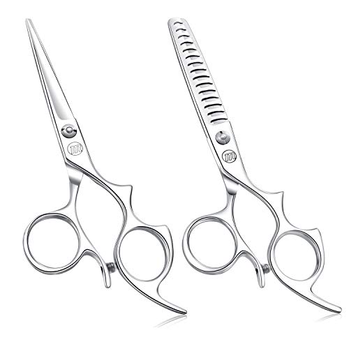 Moontay 60 Hair Cutting Shears Set with Large Finger Holes Professional Barber Stylist Texturizing Shears Salon Hair Cutting Scissors 440C Japanese Stainless Steel Silver - Image 2
