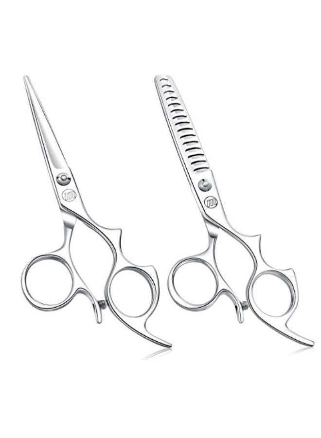 Moontay 60 Hair Cutting Shears Set with Large Finger Holes Professional Barber Stylist Texturizing Shears Salon Hair Cutting Scissors 440C Japanese Stainless Steel Silver - Image 1