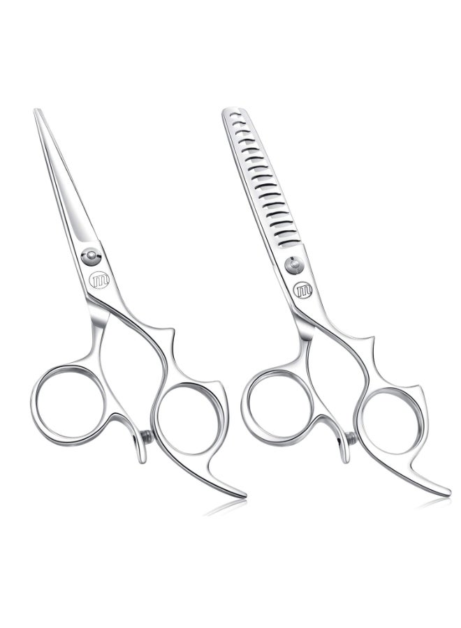 Moontay 60 Hair Cutting Shears Set with Large Finger Holes Professional Barber Stylist Texturizing Shears Salon Hair Cutting Scissors 440C Japanese Stainless Steel Silver - Image 3