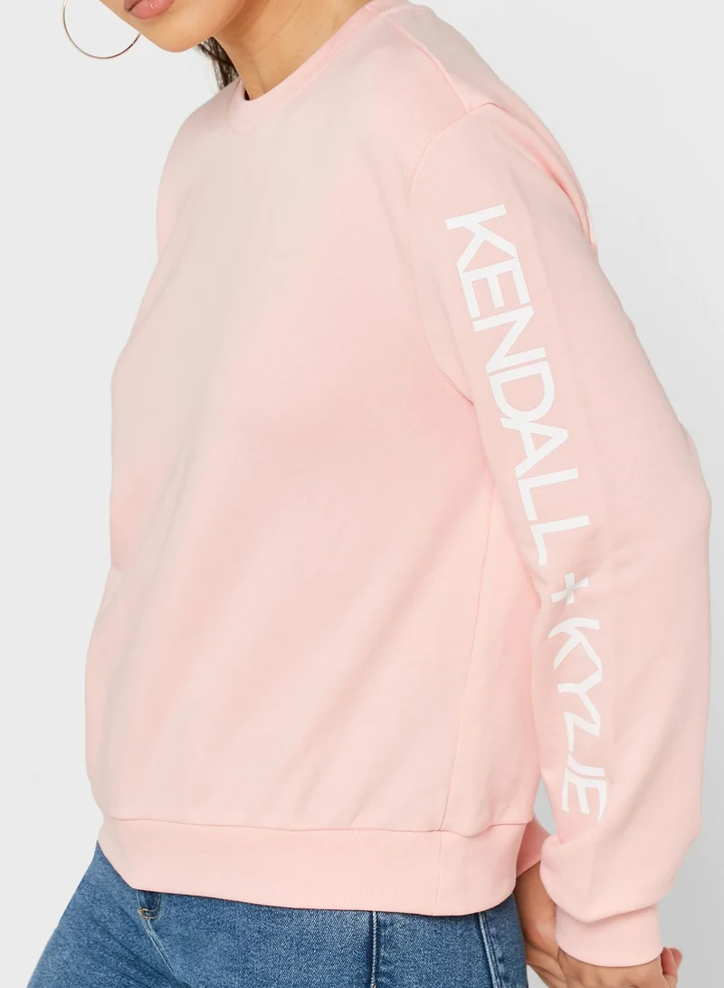 KENDALL + KYLIE Round Neck Logo Sweatshirt