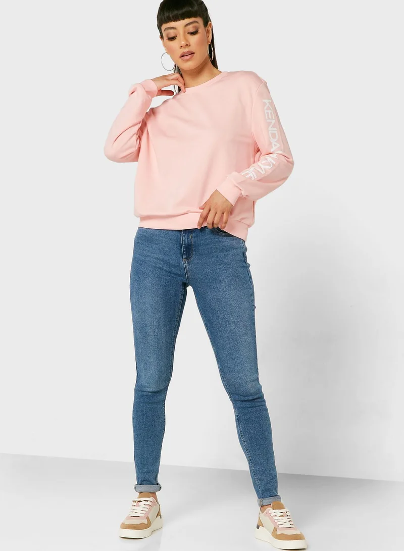 KENDALL + KYLIE Round Neck Logo Sweatshirt