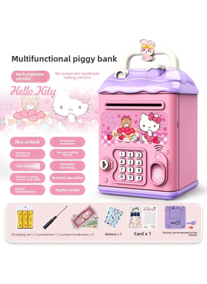 Generic - The Children's Girl Kulomi Piggy Bank Can Be Accessed Only In And Out Of The Boy's Savings Password Box For Distribution.-Color:Kt Cat [key Unlocking⭐Password Fingerprint⭐Manual Door Opening] Fast Charging Model - Image 1