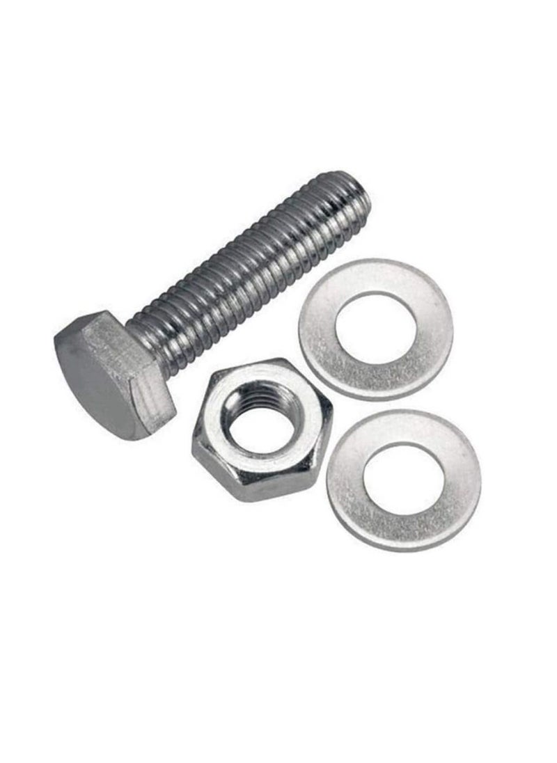 Generic 12 pcs Hex Head Screw Bolts Nuts & Washers Fully Thread GI Plain Finish Bolt Set. (16, 40MM)  - Image 1