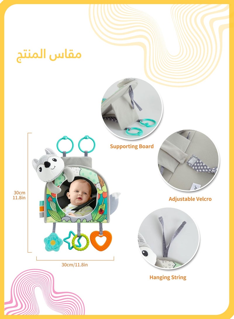 She&Little Car Seat Toy with Baby Mirror,  Fox Design Rear-Facing Baby Car Mirror with Hanging Crinkle Toys, Teether and Activity Center for Infant Boys and Girls (0-18 Months) - Image 5