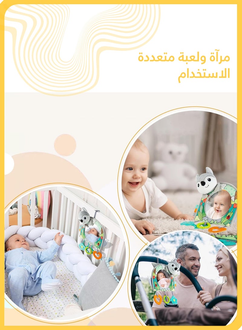 She&Little Car Seat Toy with Baby Mirror,  Fox Design Rear-Facing Baby Car Mirror with Hanging Crinkle Toys, Teether and Activity Center for Infant Boys and Girls (0-18 Months) - Image 4