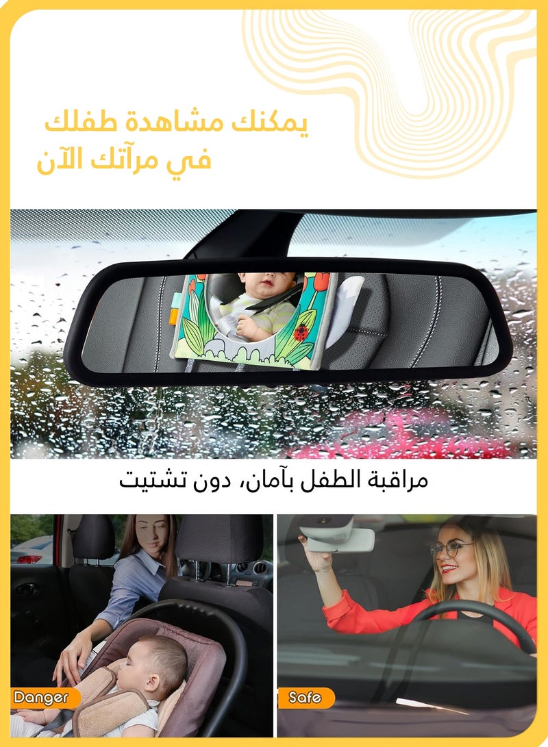 She&Little Car Seat Toy with Baby Mirror,  Fox Design Rear-Facing Baby Car Mirror with Hanging Crinkle Toys, Teether and Activity Center for Infant Boys and Girls (0-18 Months) - Image 3