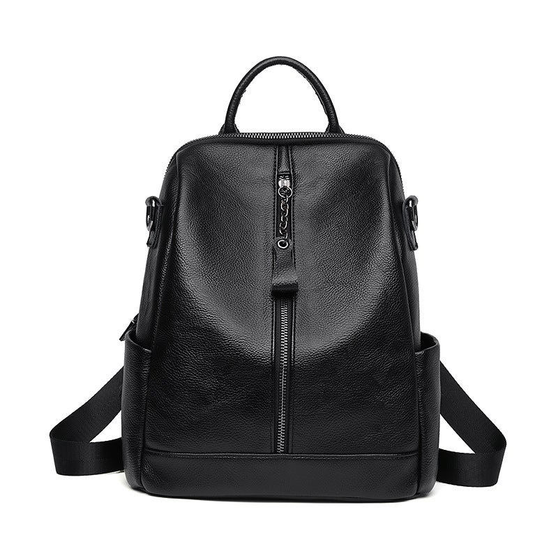 Backpack Women'S 2021 New Fashion All-Match Women'S Bag Casual Travel Black Large Capacity Soft Leather Anti-Theft Backpack Women - Image 2