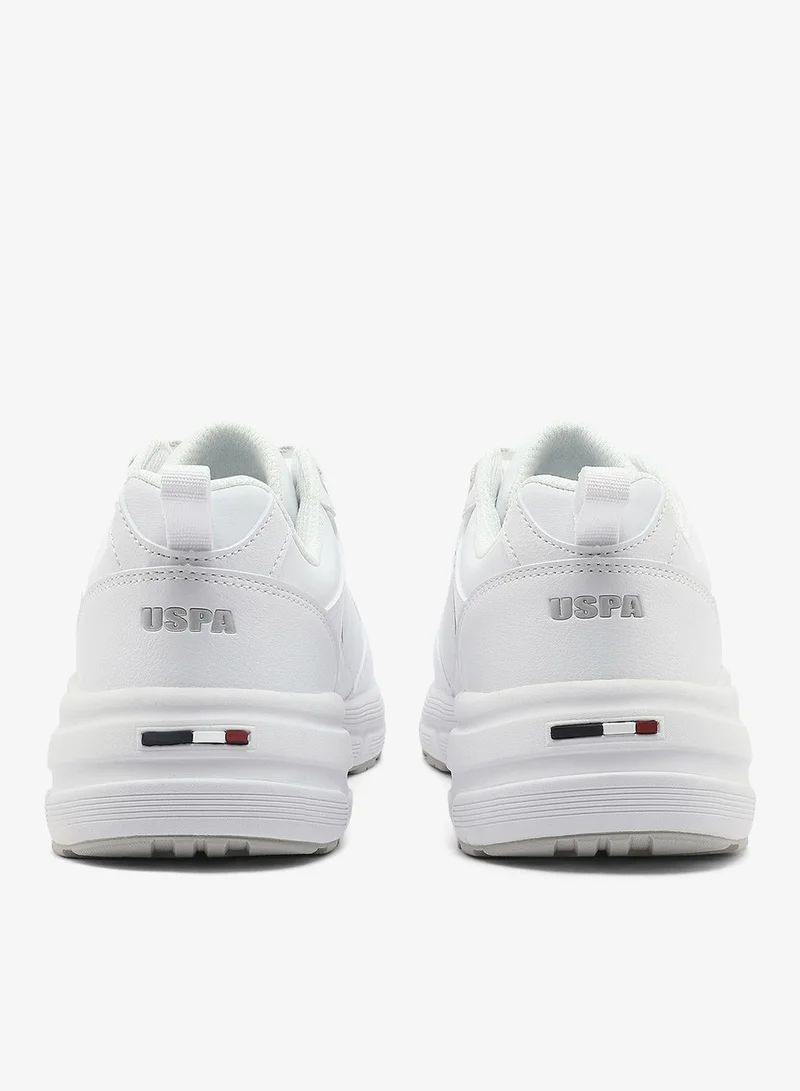 U.S. Polo Assn. white Women's White Low-Top Sneakers - Chunky Outsole With Foam Padding, Minimalist Lace-Up Design for Women | Best Price UAE