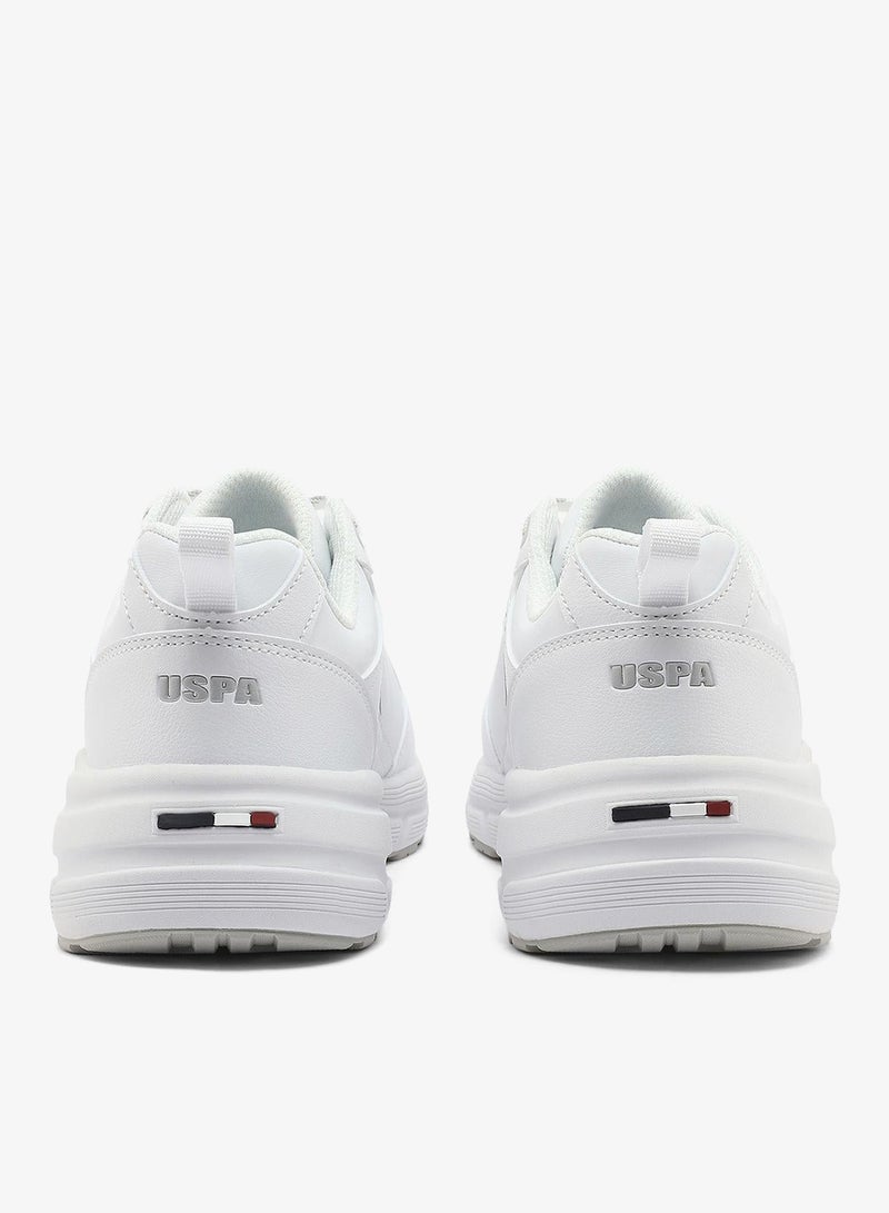 U.S. Polo Assn. Women's White Low-Top Sneakers - Chunky Outsole With Foam Padding, Minimalist Lace-Up Design - Image 3