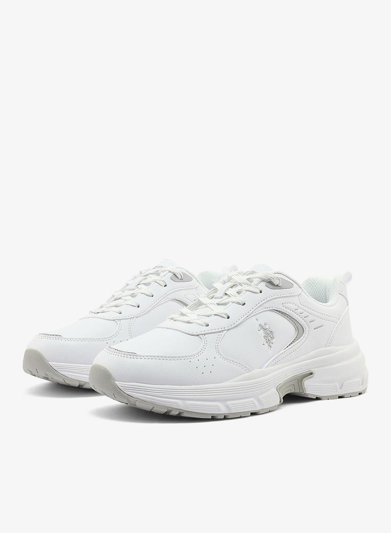 U.S. Polo Assn. Women's White Low-Top Sneakers - Chunky Outsole With Foam Padding, Minimalist Lace-Up Design - Image 4