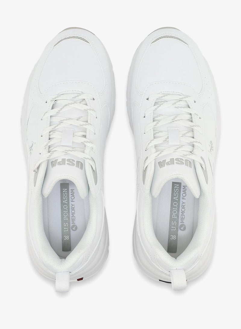 U.S. Polo Assn. Women's White Low-Top Sneakers - Chunky Outsole With Foam Padding, Minimalist Lace-Up Design - Image 5