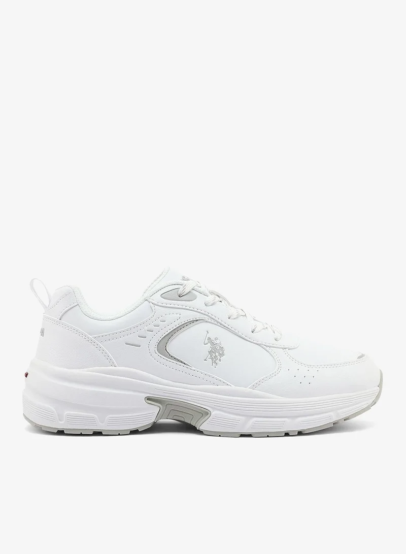 Women's White Low-Top Sneakers - Chunky Outsole With Foam Padding, Minimalist Lace-Up Design