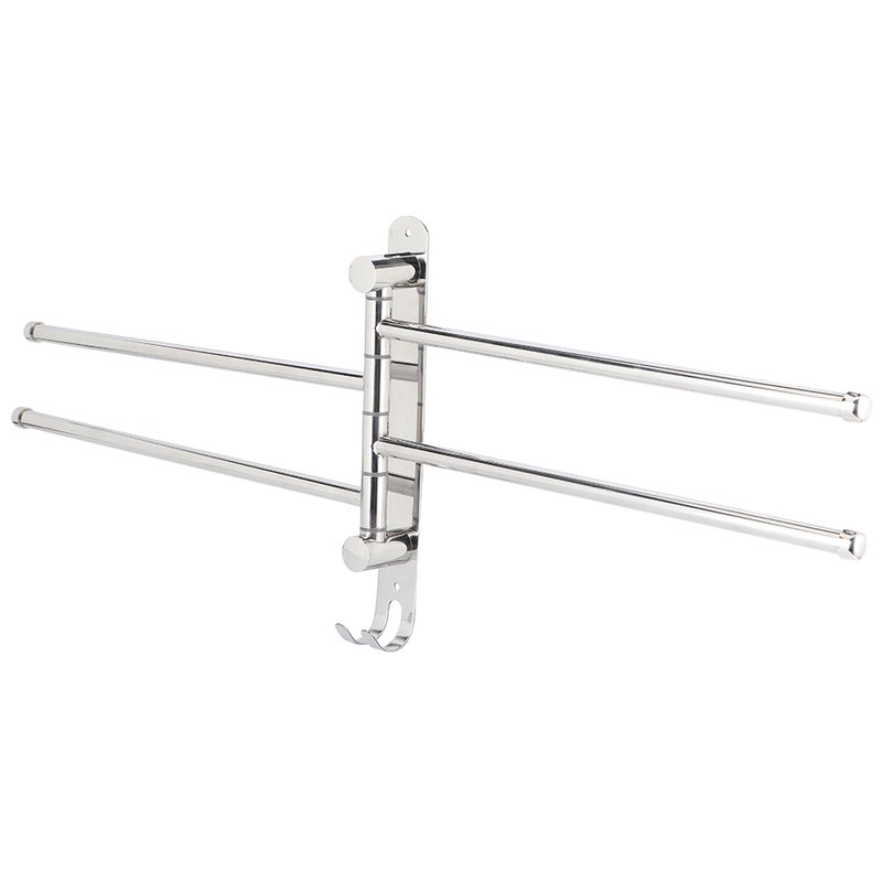 WallHanging Stainless Steel 180° Rotating Towel Rack Hanger with 4 Rods for Bathroom Toilet - Image 2