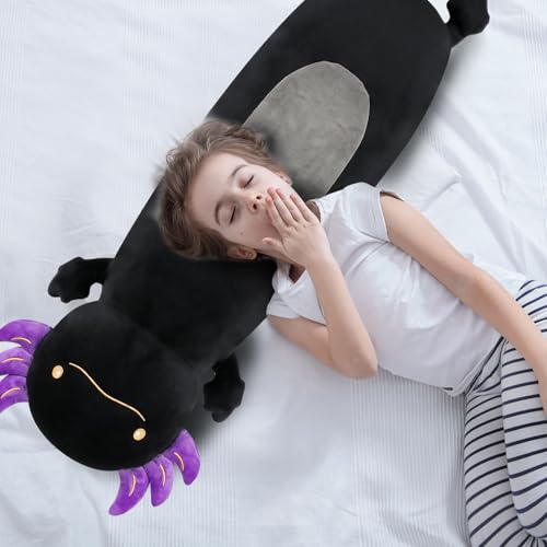Dalmao 36" Giant Black Axolotl Stuffed Animal, Cute Soft Long Axolotl Plush Body Squishy Pillow Big Plushies Toy, Gift for Kids, Boys, Birthdays, Halloween, Christmas - Image 5