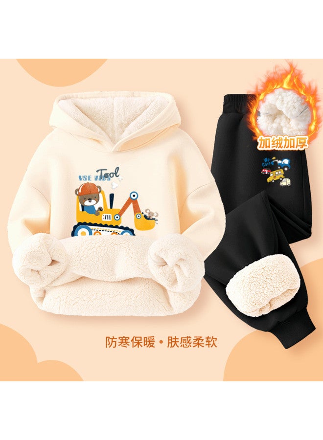 YISHUANGER Baby Jacket Fleece Sweatshirt Top Boys Baby Set Hooded Chinese New Year Outfit Excavator New Year Warm Autumn Winter - Image 2