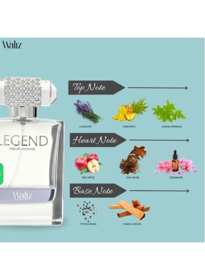 Waltz عطر والتز ليجند للرجال، 100 مل، عطر برائحة اللافندر والأناناس وخشب الصندل - Image 2
