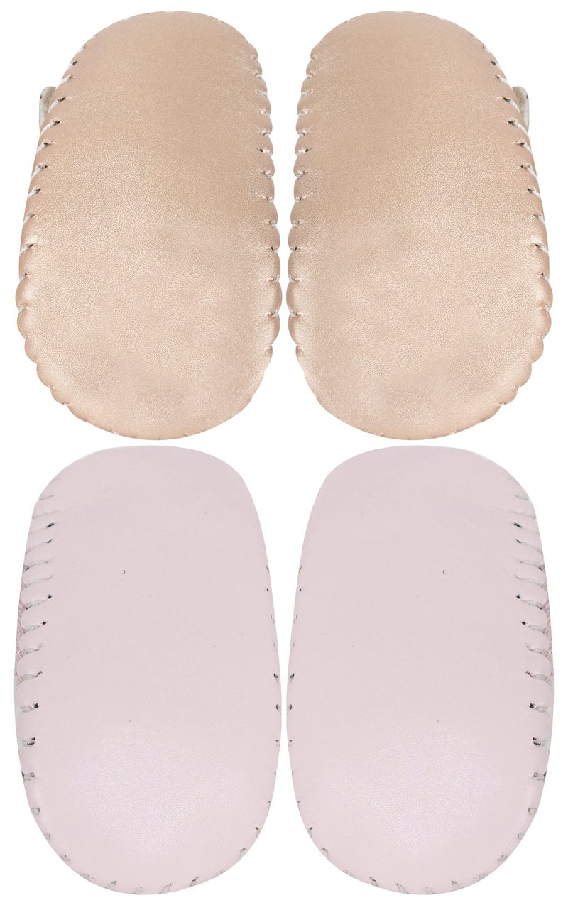 Neska Moda Set of 2 Pair 0 To 6 Months Baby Girls Synthetic Leather Baby Sandal Booties (Pink, Gold) -BT914andBT915 - Image 5