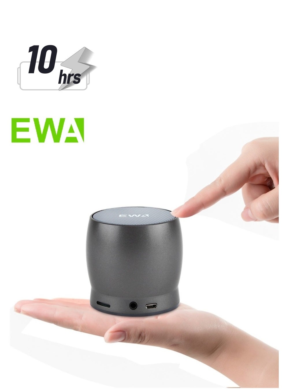 EWA A150 Portable Mini Bluetooth Speaker Wireless Hifi Stereo Strong Bass Music Boom Box Metal Subwoofer, Support Micro SD Card & 3.5mm AUX (Dark Grey)