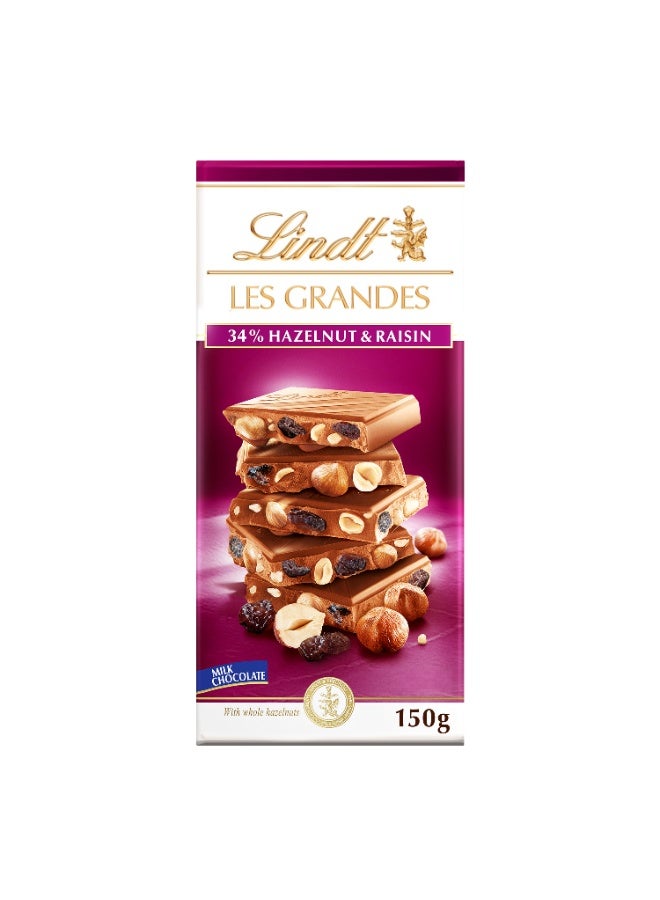 Lindt Les Grandes Hazelnut & Raisen 150g - Image 2