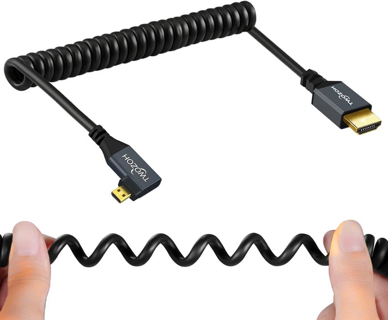 توزوه كابل بزاوية قائمة من نوع Micro HDMI إلى HDMI، بطول قابل للتمديد من 30 سم إلى 150 سم، يدعم تقنيات 3D/4K و1080p. - Image 1