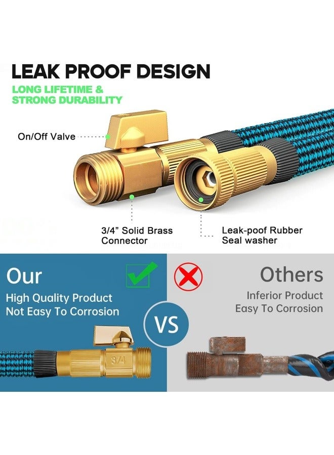RUIXZSS 50 ft Expandable Garden Hose with 10 Function Nozzle Sprayer, Lightweight Flexible Water Hose with Durable Collapsible Latex Core & Solid Brass Fittings - Image 3