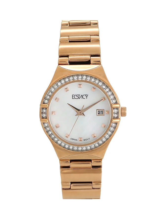 إكستاسي Ecstacy Women's Japan Quartz Movement Watch, Analog Display and Stainless Steel Strap - E6512-RBKM, Rose Gold