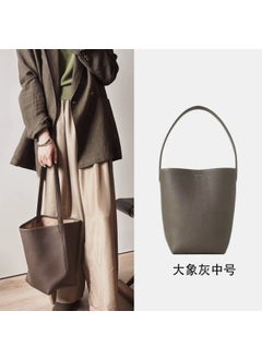 The Row Leather Tote Bag Large Capacity Casual Shoulder Medium Elephant Grey