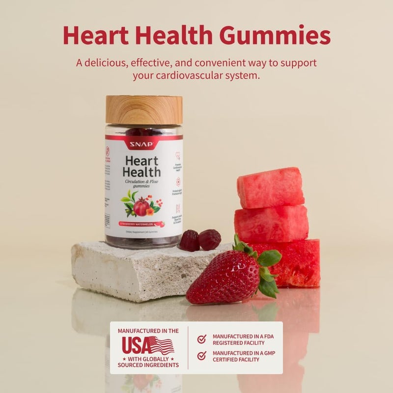 Snap Supplements Heart Health Gummies Blood Circulation Supplements CoQ10 Heart Health Supplements Blood Flow Supplement Sugar Free 60 Gummies - Image 4