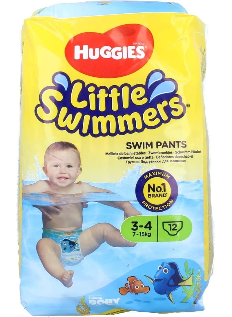 Huggies Little Swimmers Disposable Swim Nappies, Size 3-4, Pack of 12 Nappies - Image 1