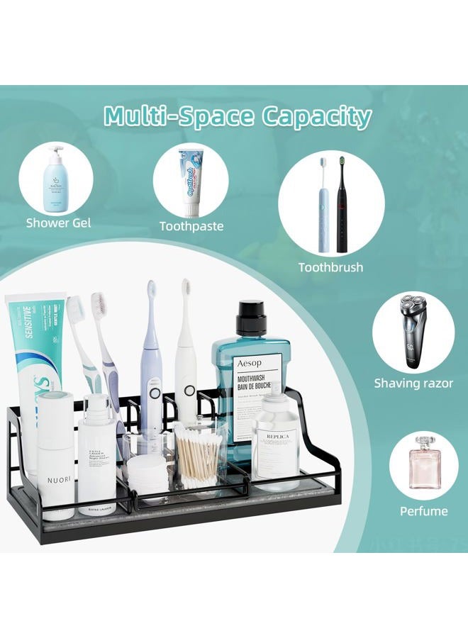 NANAGIFTREE Toothbrush Holders, Bathroom Organizers and Storage with Water Absorbing Diatomite, 6 Slots Bathroom Accessories with Adjustable Toothbrush Hanger for Adult Kids-Black - Image 3