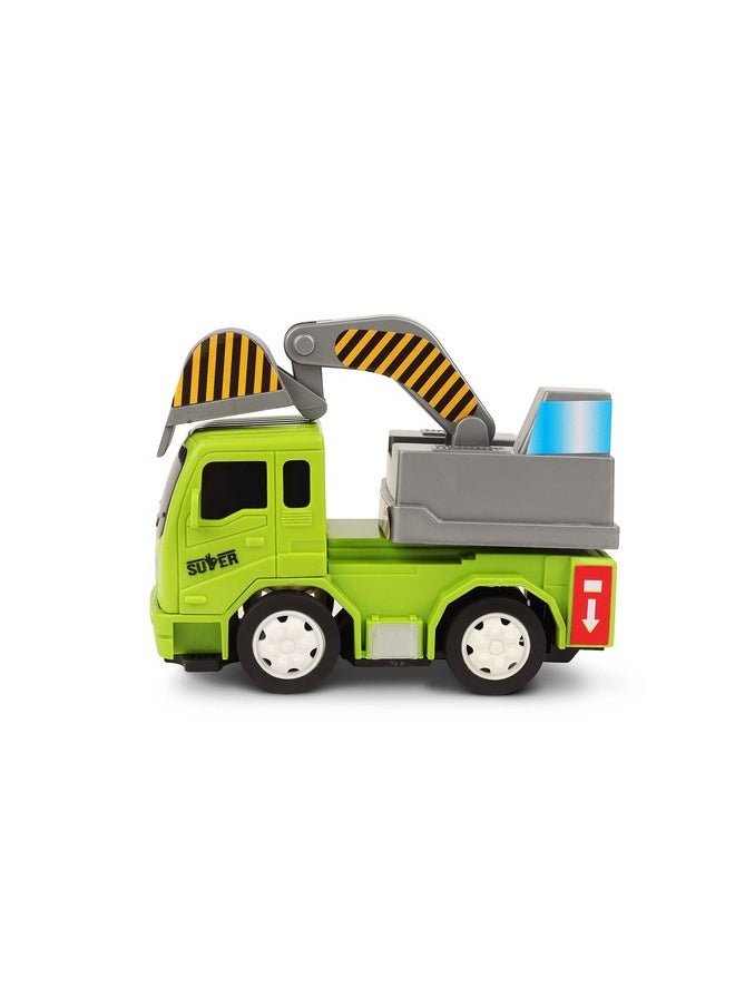 Toy Zone - TOYZONE Friction Powered Mini Truck Series | Made in India | Friction Powered Toy | Unbreakable City Service Truck | Pull Back | Push & Go Crawling Toys (Contruction Vehicle Excavator) - Image 1