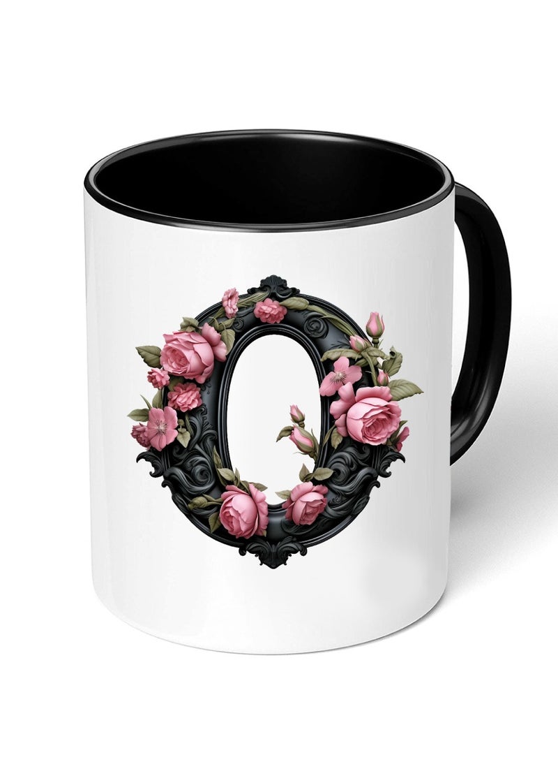 برينت شوب فور مي كوب قهوة سيراميك مبدئي بحروف كبيرة - كوب قهوة أو شاي سيراميك بتصميم منمق مطبوع بلونين - كوب قهوة أو شاي سيراميك 11 أونصة - كوب أسود لامع - هدية شخصية لأفراد العائلة والأصدقاء - Image 1