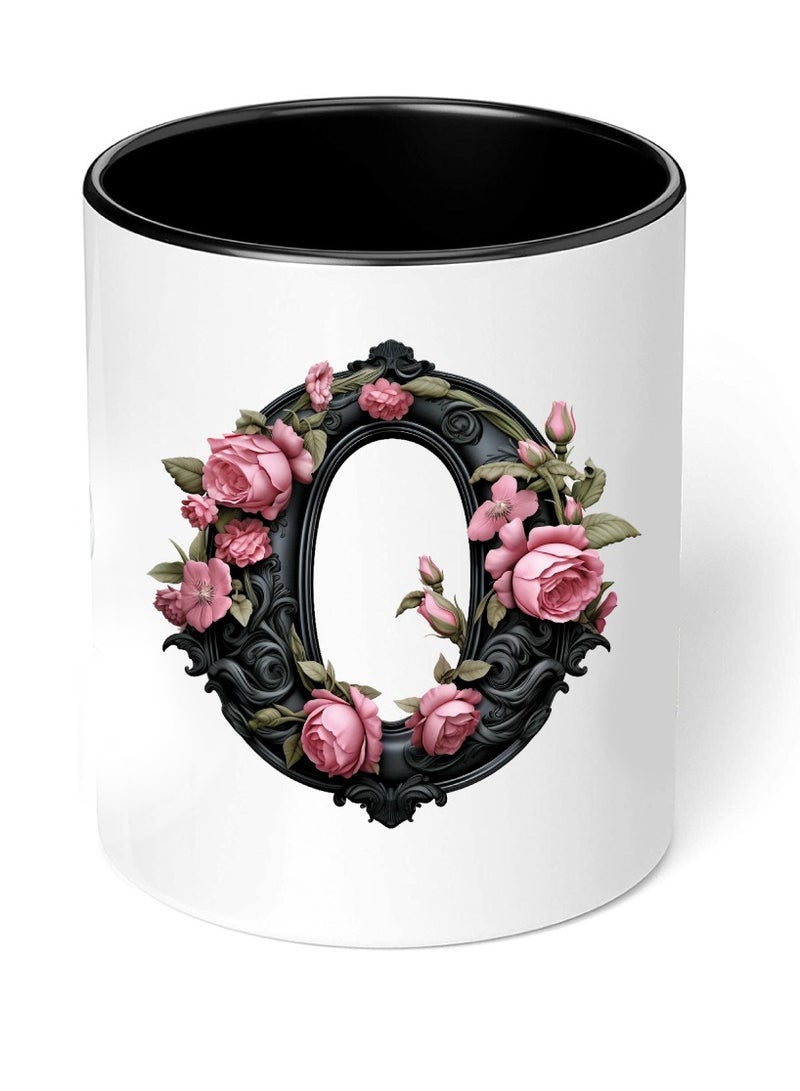 برينت شوب فور مي كوب قهوة سيراميك مبدئي بحروف كبيرة - كوب قهوة أو شاي سيراميك بتصميم منمق مطبوع بلونين - كوب قهوة أو شاي سيراميك 11 أونصة - كوب أسود لامع - هدية شخصية لأفراد العائلة والأصدقاء - Image 4