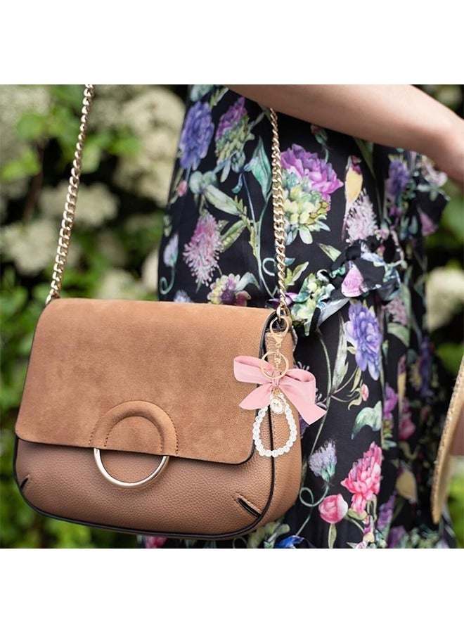 سلسلة مفاتيح على شكل فيونكة من قطعتين، سلسلة مفاتيح لطيفة على شكل معصم من اللؤلؤ لمفاتيح السيارة، إكسسوارات سلسلة مفاتيح على شكل فيونكة، للنساء والفتيات، حقائب اليد، حقائب الظهر، المحفظة، أساور سلسلة المفاتيح اللطيفة - Image 2