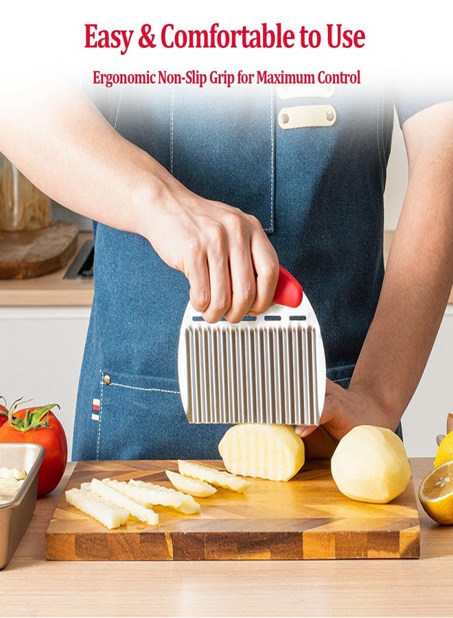 smrtcol Crinkle Cutter Stainless Steel French Fry Cutter for Potato Slicer, Ripple Chips, Salads Effortlessly Cuts Potatoes, Carrots, Cucumbers Perfect for Meal Prep, Holidays & Entertaining (1 Pack) - Image 3