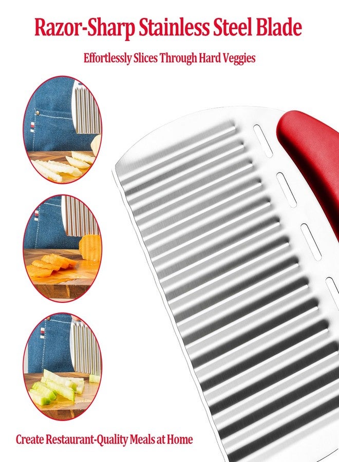 smrtcol Crinkle Cutter Stainless Steel French Fry Cutter for Potato Slicer, Ripple Chips, Salads Effortlessly Cuts Potatoes, Carrots, Cucumbers Perfect for Meal Prep, Holidays & Entertaining (1 Pack) - Image 4