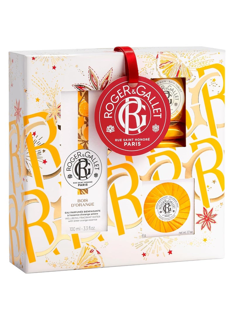 ROGER & GALLET ROGER  GALLET Bois dOrange Gift Set Orange Wood  33 fl oz Spray 17 oz Soap  Bath Tablets 