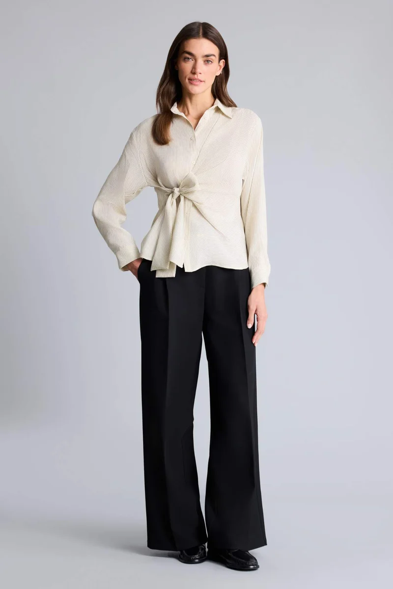 ديفاكتو Oversize Fit Shirt Collar Sensual Striped Long Sleeve Shirt