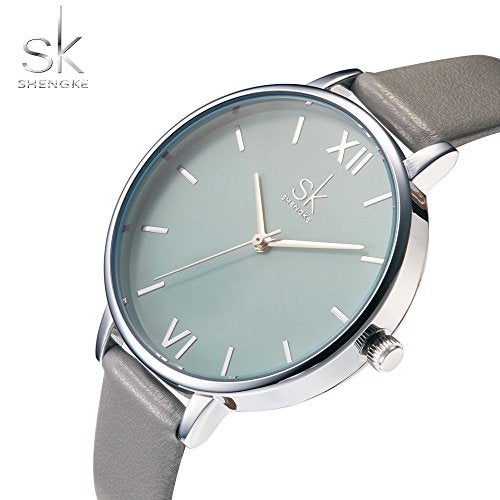 SHENGKE Creative Simplicity Women Watch Genuine Leather Elegant Women Watches Ladies Business Wristwatch(Grey) - Image 4