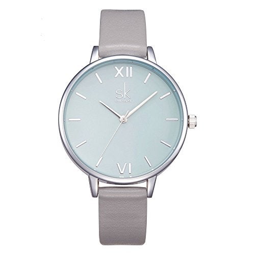 SHENGKE Creative Simplicity Women Watch Genuine Leather Elegant Women Watches Ladies Business Wristwatch(Grey) - Image 1
