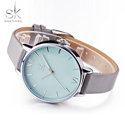 SHENGKE Creative Simplicity Women Watch Genuine Leather Elegant Women Watches Ladies Business Wristwatch(Grey) - Image 5