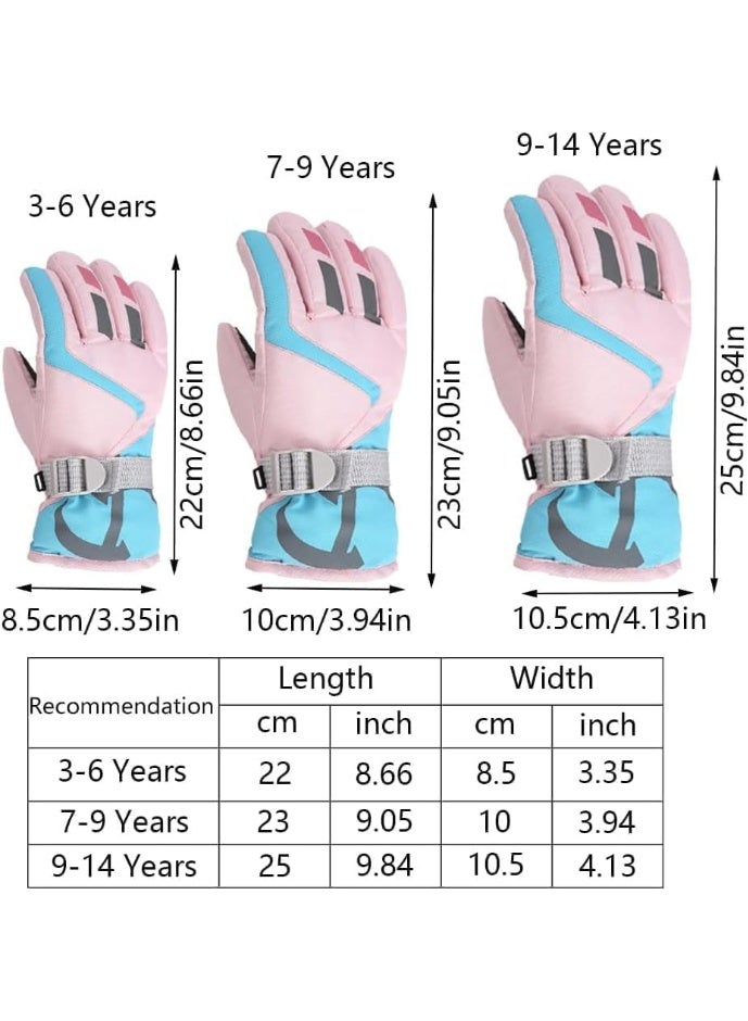 Children Ski Gloves, Thermal Snowboarding Gloves, Kids Winter Ski Gloves, Waterproof Warm Full Finger Snow Gloves, Keep Children's Hands Dry, Ergonomic Design, for Kids Boys and Girls - Image 2