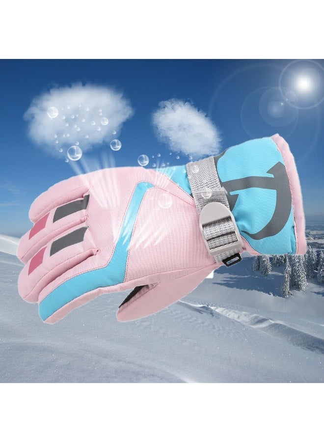 Children Ski Gloves, Thermal Snowboarding Gloves, Kids Winter Ski Gloves, Waterproof Warm Full Finger Snow Gloves, Keep Children's Hands Dry, Ergonomic Design, for Kids Boys and Girls - Image 3